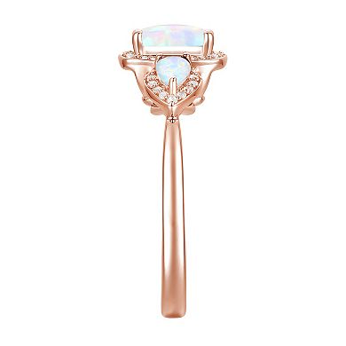 MASTERPIECE 14k Rose Gold Over Silver Lab-Created Opal & Lab-Created White Sapphire Ring