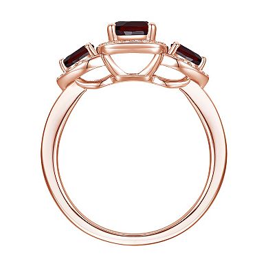 14k Rose Gold Over Silver Garnet & Lab-Created White Sapphire Halo Ring