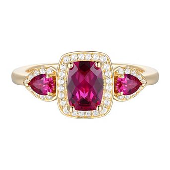 14k Gold Over Silver Lab-Created Ruby & Lab-Created White Sapphire Ring