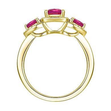 14k Gold Over Silver Lab-Created Ruby & Lab-Created White Sapphire Ring