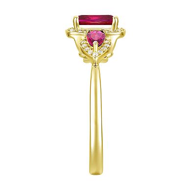 14k Gold Over Silver Lab-Created Ruby & Lab-Created White Sapphire Ring