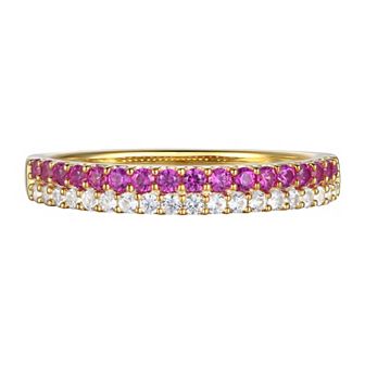 14k Gold Over Silver Lab-Created Ruby & White Sapphire Ring
