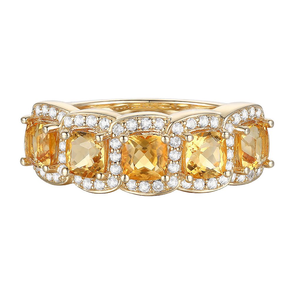 MASTERPIECE 14k Gold Over Silver Citrine & Lab-Created White Sapphire 5 ...