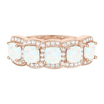 14k Rose Gold Over Silver Lab-Created Opal & White Sapphire Ring