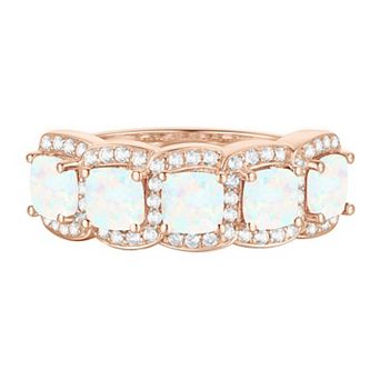 MASTERPIECE 14k Rose Gold Over Silver Lab-Created Opal & White Sapphire Ring