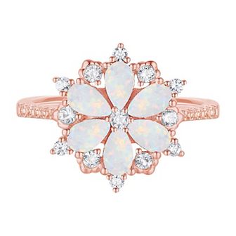 14k Rose Gold Over Silver Lab-Created Opal & White Sapphire Ring