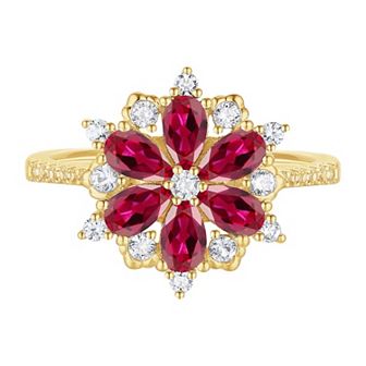 14k Gold Over Silver Lab-Created Ruby & White Sapphire Ring