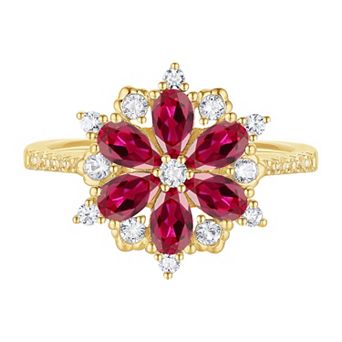 14k Gold Over Silver Lab-Created Ruby & White Sapphire Ring