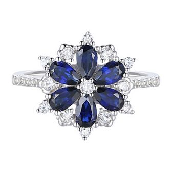 Sterling Silver Lab-Created Sapphire Ring