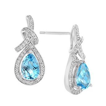 MASTERPIECE Sterling Silver Blue Topaz & Lab-Created White Sapphire Teardrop Earrings