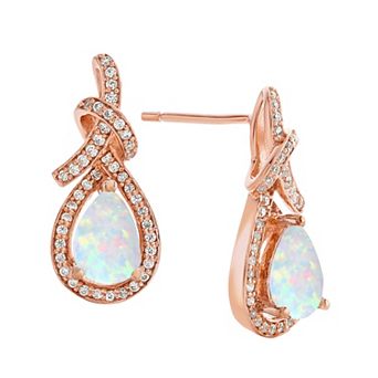 14k Rose Gold Over Sterling Silver Lab-Created Opal Stud Earrings