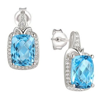 MASTERPIECE Sterling Silver Blue Topaz & Lab-Created White Sapphire Stud Earrings