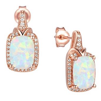 14k Rose Gold Over Sterling Silver Lab-Created Opal Stud Earrings