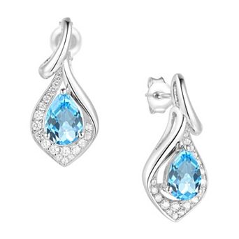 MASTERPIECE Sterling Silver Blue Topaz & Lab-Created White Sapphire Stud Earrings