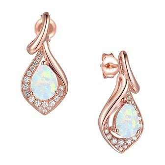 14k Rose Gold Flash-Plated Lab-Created Opal Stud Earrings