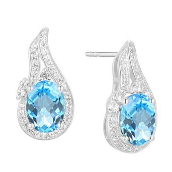 MASTERPIECE Sterling Silver Blue Topaz & Lab-Created White Sapphire Stud Earrings