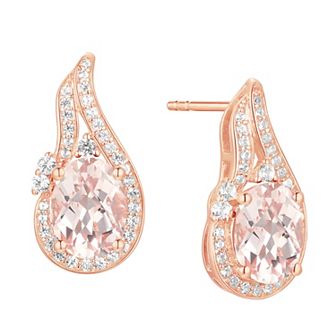 14k Rose Gold Over Sterling Silver Lab-Created Morganite Stud Earrings