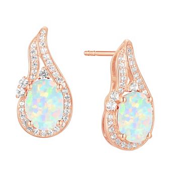 14k Rose Gold Flash-Plated Lab-Created Opal Stud Earrings