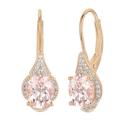 14k Rose Gold Over Sterling Silver Lab-Created Morganite Drop
