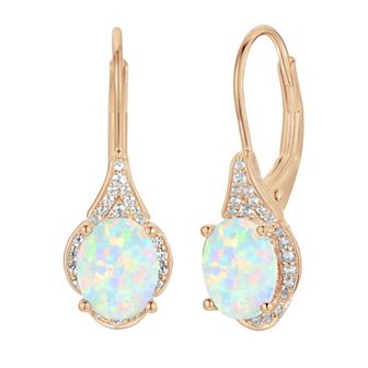 14k Rose Gold Flash-Plated Lab-Created Opal Drop Earrings