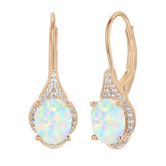 MASTERPIECE 14k Rose Gold Over Sterling Silver Lab-Created Opal Drop Earrings