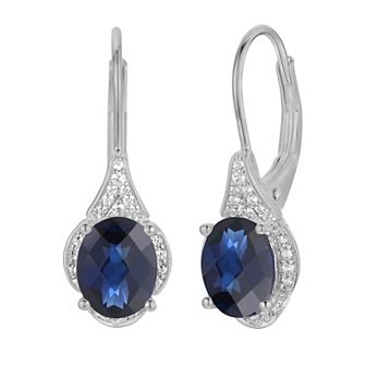 Rhodium-Plated Lab-Created Sapphire Drop Earrings