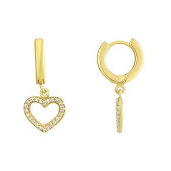 Argento Forte 14K Gold over Sterling Silver Heart Huggie Earrings
