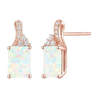 14k Rose Gold Over Sterling Silver Lab-Created Opal Stud Earrings