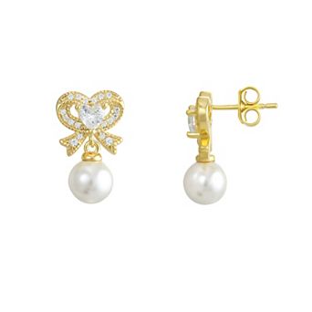 Argento Forte 14K Gold over Sterling Silver Bow Drop Earrings