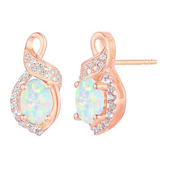 14k Rose Gold Over Sterling Silver Lab-Created Opal Stud Earrings