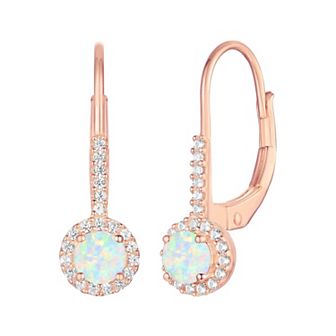 14k Rose Gold Flash-Plated Lab-Created Opal Stud Earrings