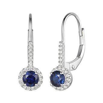Sterling Silver Lab-Created Sapphire Stud Earrings