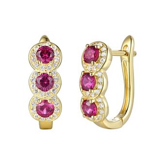 MASTERPIECE 14k Gold Over Sterling Silver Lab-Created Ruby Hoop Earrings