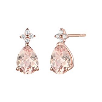 14k Rose Gold Flash-Plated Lab-Created Morganite Stud Earrings