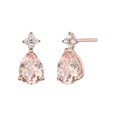 14k Rose Gold Over Sterling Silver Lab-Created Morganite Stud