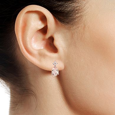 14k Rose Gold Flash-Plated Lab-Created Morganite Stud Earrings