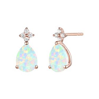 14k Rose Gold Flash-Plated Lab-Created Opal Stud Earrings