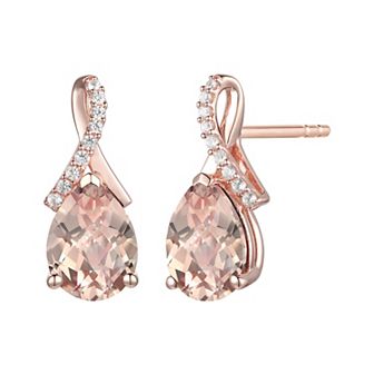 14k Rose Gold Flash-Plated Lab-Created Morganite Stud Earrings