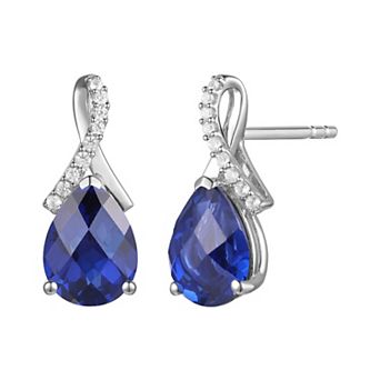 MASTERPIECE Sterling Silver Lab-Created Sapphire Stud Earrings