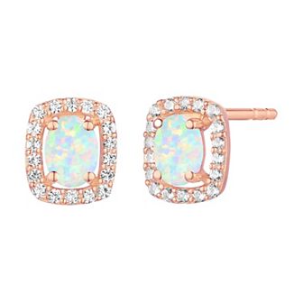 14k Rose Gold Flash-Plated Lab-Created Opal Stud Earrings
