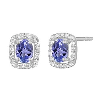 MASTERPIECE Sterling Silver Lab-Created White Sapphire & Tanzanite Earrings