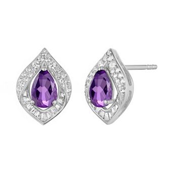 MASTERPIECE Sterling Silver Amethyst & Lab-Created White Sapphire Earrings