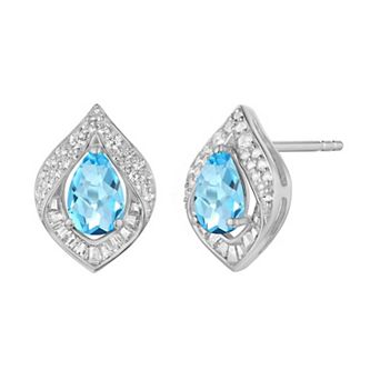 MASTERPIECE Sterling Silver Blue Topaz & Lab-Created White Sapphire Earrings