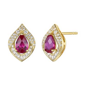 14k Gold Over Silver Lab-Created Ruby Earrings