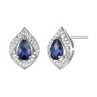 Sterling Silver Lab-Created Sapphire Earrings