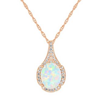14k Rose Gold Over Silver Lab-Created Opal Pendant