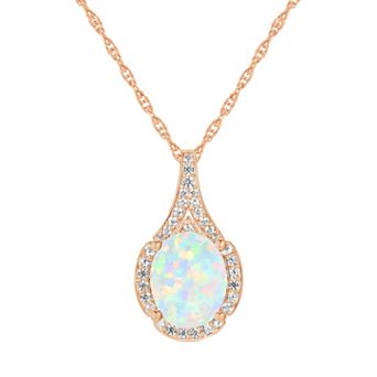 MASTERPIECE 14k Rose Gold Over Silver Lab-Created Opal Pendant