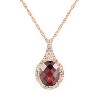 14k Rose Gold Over Silver Garnet Pendant