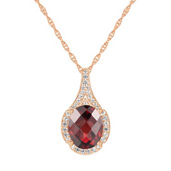 MASTERPIECE 14k Rose Gold Over Silver Garnet Pendant