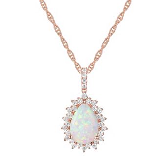 MASTERPIECE 14k Rose Gold Over Silver Lab-Created Opal Pendant